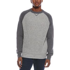 Kier + J Mens  Raglan Colorblocked Wool & Cashmere-Blend Crewneck Sweater, Grey